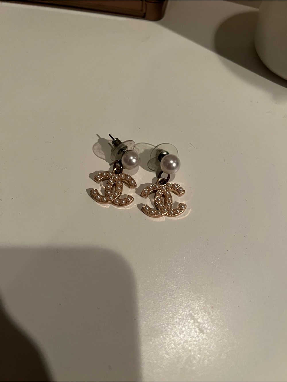 Pearl Drop Gold-Tone Earrings